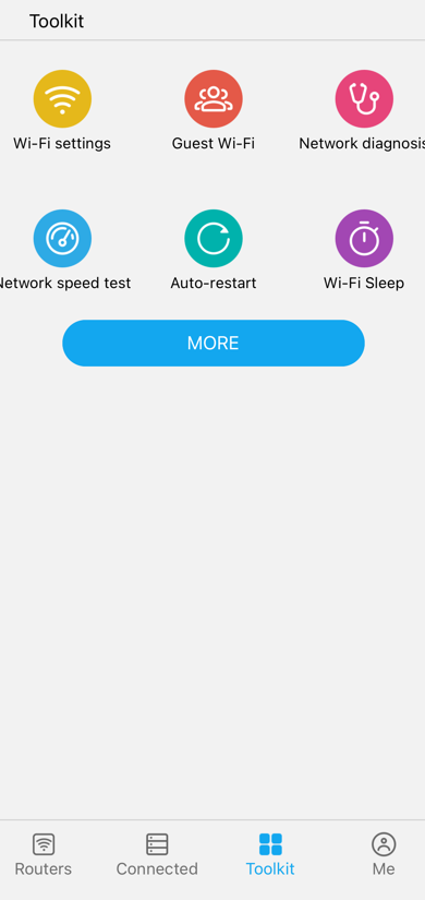 ZTELink app menu with Toolkit option highlighted
